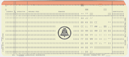  [bell labs punched card] 